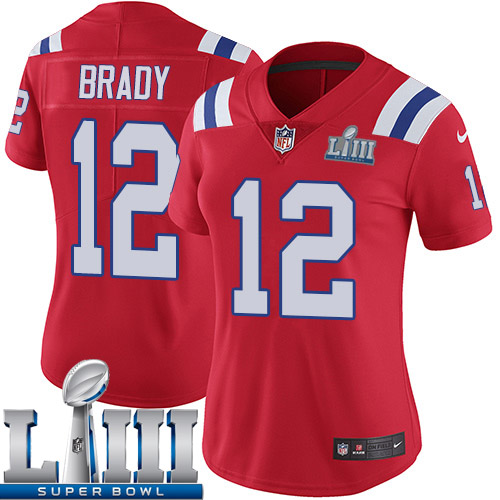 Women New England Patriots #12 Brady red Nike Vapor Untouchable Limited 2019 Super Bowl LIII NFL Jerseys